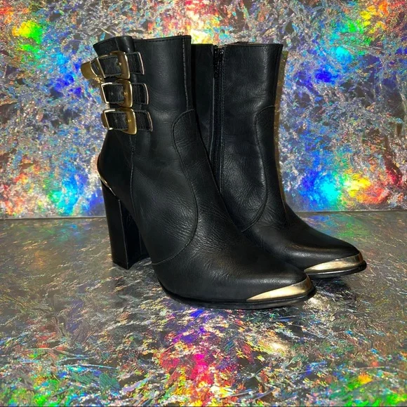 Jeffrey Campbell boots with Gold buckles. Size 7. Excellent condition! - Picture 3 of 14